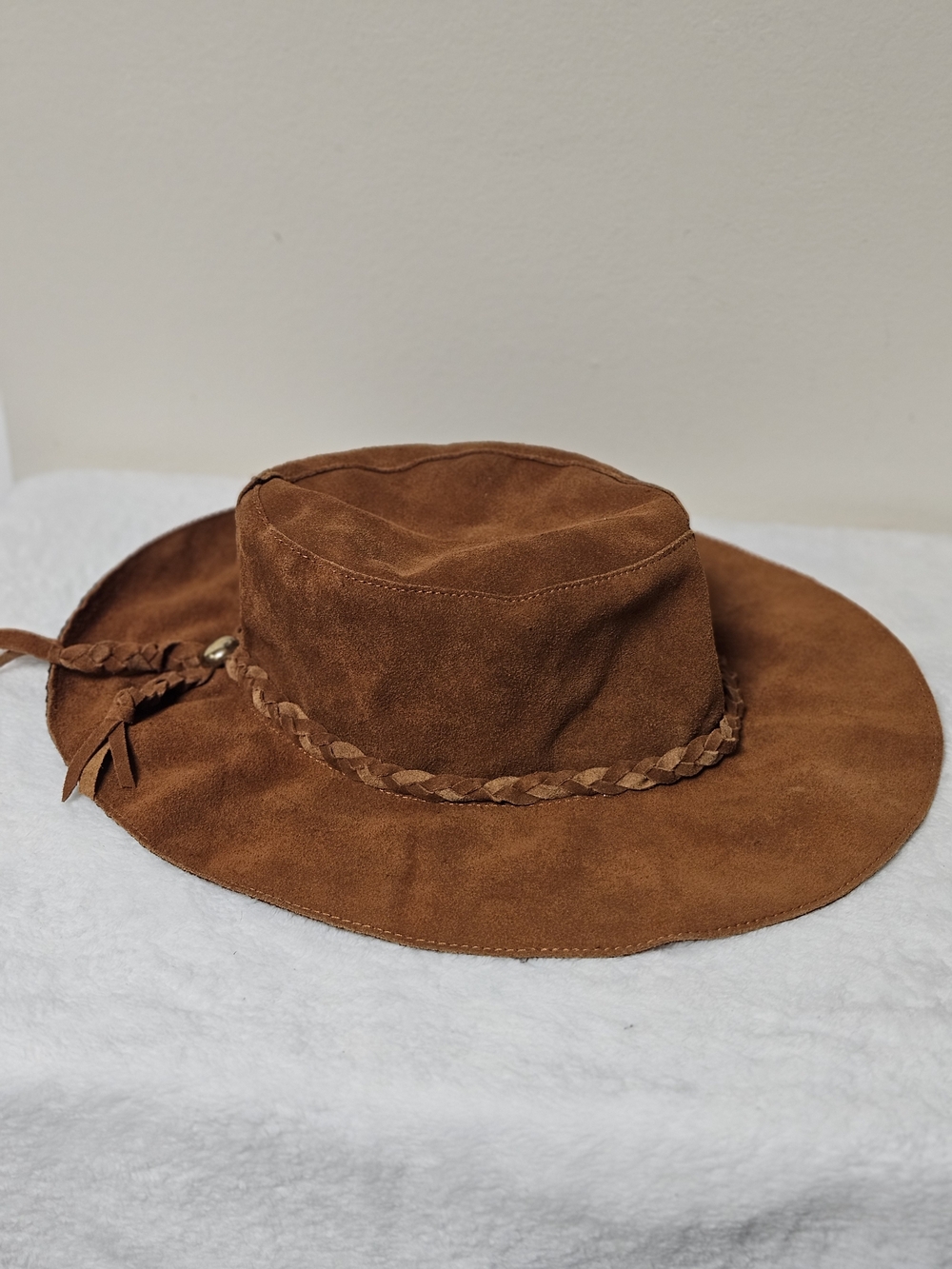 Suede Brown Floppy Hat Braided Band Rodeo Western Mexico Boho Cowboy
